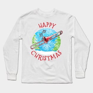 Christmas Trombone Trombonist Brass Musician Xmas 2022 Long Sleeve T-Shirt